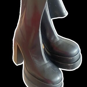 Black Knee-high platform heels